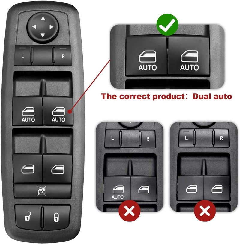 Hsbang Power Window Switch Compatible with 2015-2022 Jeep Cherokee,2015-2017 Chrysler 200,2011-2020 Chrysler 300,2011-2019 Dodge Charger,2016-2018 Ram 2500/3500/4500/5500,Replaces 68231805AA,68271206AB - Image 4